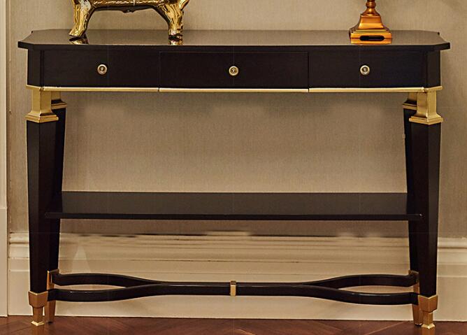 木の48" Wの金属の足を搭載する贅沢な寝室の家具、旧式なホテルの机 0