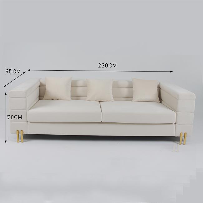 3細い金属の足を搭載するSeater 70cmのビロードの房状のソファー 0