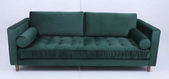 購入 モジュラー房状のボタンのビロードのオフィスのソファーの居間3 Seater Sectionals オンライン製造