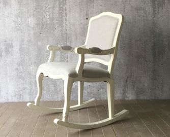 購入 ヨーロッパ式の木の余暇の椅子、白く高い背部ビロードの椅子の食事 オンライン製造