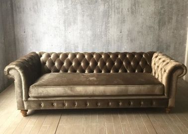 購入 現代灰色によって押しつぶされるビロードのソファー3 Seater/生地の家具製造販売業のソファーのカシ木 オンライン製造