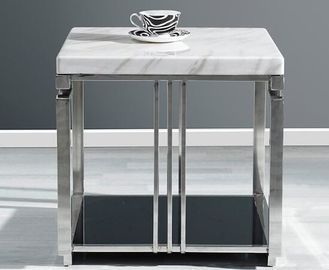 購入 磨かれるステンレス鋼の白い水晶上の居間のコーヒー テーブルの金属フレーム オンライン製造