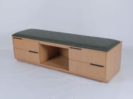 Wooden Luxury Commercial Hotel Luggage Bench With Drawers
