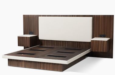 購入 装飾された頭板が付いているSize Dark Zebra Wood王のベニヤの高級ホテルの寝室の家具 オンライン製造