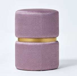 購入 金の金属の挿入物が付いている円形によって生地の寝室のOttomanの装飾される紫色のベンチ オンライン製造