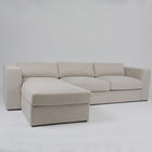 Contemporary 3 Seater L Shape Fabric White Velvet Sectional Sofa