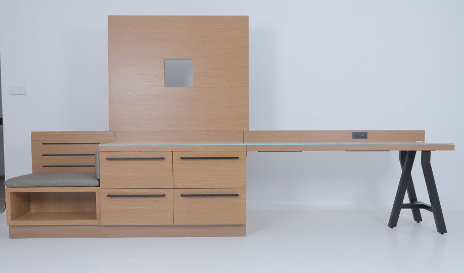 Expansive Linear Desk Left / Right In Hotel Bedroom