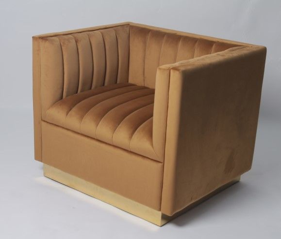 注文色のビロードの生地のソファーの居間の家具の肘掛け椅子 1