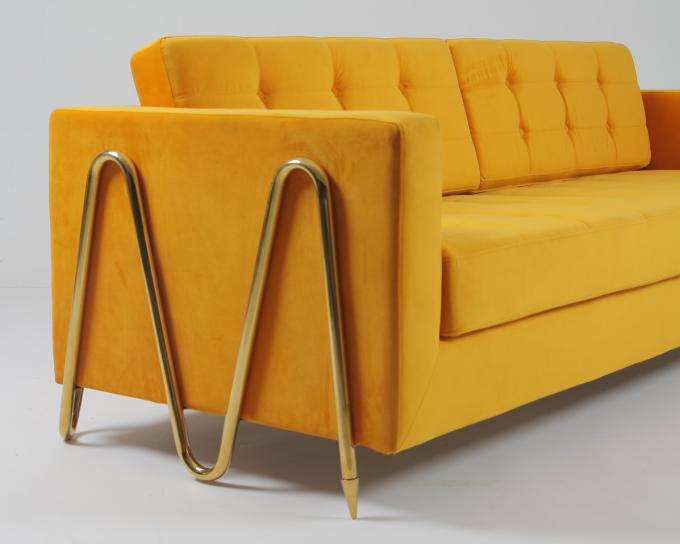 現代居間のビロードの生地のソファーのソファ2240x960x820mm 4